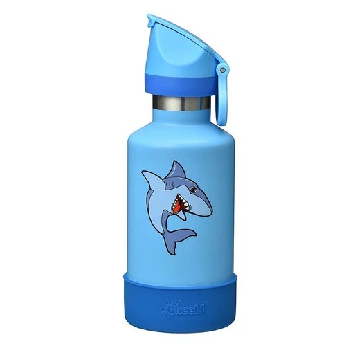 Ljusblå termosflaska med haj på